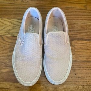 Light pink textured leather slip on